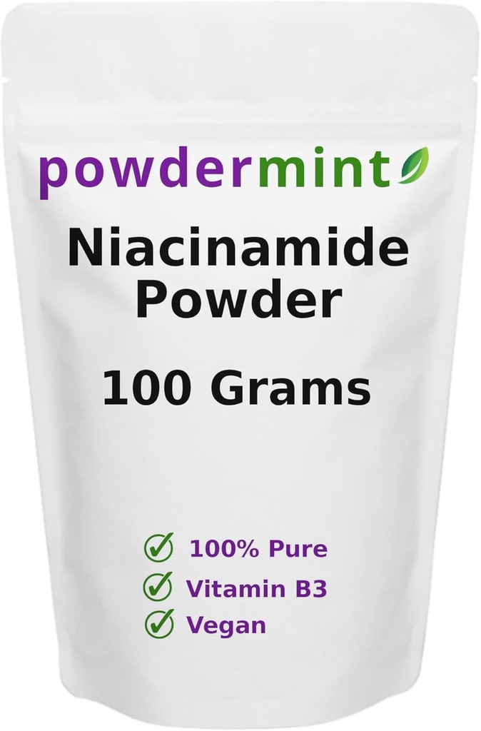 Niacinamide Κόνις (Vitamin B3) Κόνις καθαρής νιασίνης 500 mg Flush-free συμπλήρωμα (100 γραμμάρια)