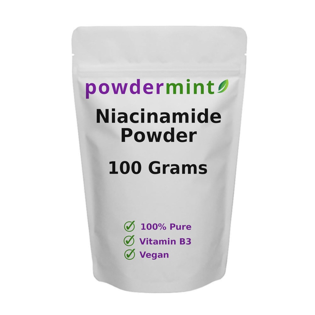 Niacinamide Κόνις (Vitamin B3) Κόνις καθαρής νιασίνης 500 mg Flush-free συμπλήρωμα (100 γραμμάρια)