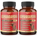 2 συσκευασίες - 60 κάψουλες Ashwagandha κάψουλες - Υψηλή συμπυκνωμένη - 5in1 Formula Ashwagandha, Turmeric, Rhodiola Rosea, Ginger, Μαύρο Πιπέρι - 4 μήνες προσφοράς