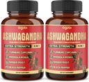 2 Packs - 60 Capsules Ashwagandha Capsules - High Concentrated - 5in1 Formula Ashwagandha, Turmeric, Rhodiola Rosea, Ginger, Black Pepper - 4 Month Supply