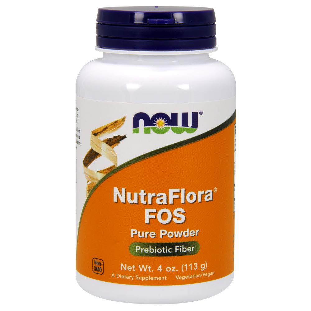 NOW Συμπληρώματα τροφίμων, NutraFlora FOS (Φρουκτοολιγοσακχαρίτες) καθαρή σκόνη, προβιοτικές ίνες, 4-Ounce