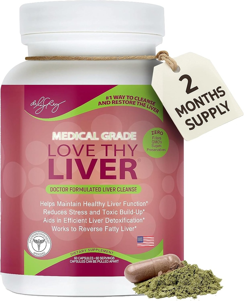 Dr. Liz Cruz Love Thy Liver - Liver Cleanse Detox & Repair, Συμπληρώματα ήπατος με ένζυμα, βότανα, & θρεπτικά συστατικά, συμπλήρωμα υγείας ήπατος σε κάψουλες Veggie, 60 Counts