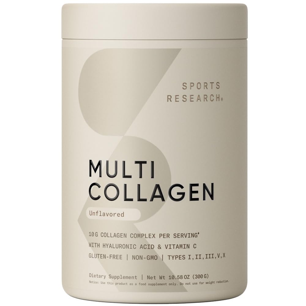 Sports Research Multi Collagen Protein Powder (Type I, II, III, V, X) με Υαλουρονικό οξύ + Βιταμίνη C 