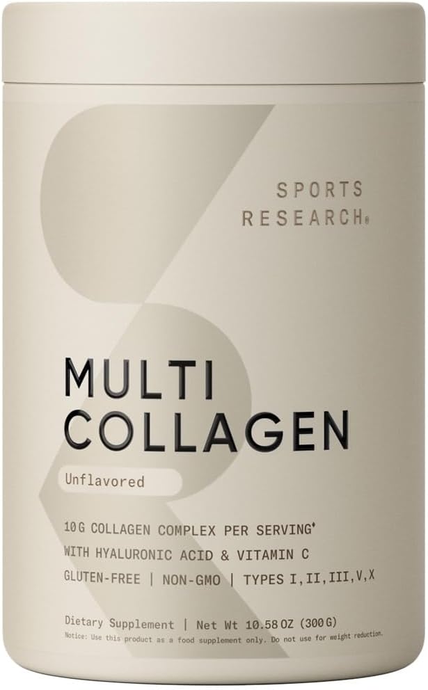 Sports Research Multi Collagen Protein Powder (Type I, II, III, V, X) με Υαλουρονικό οξύ + Βιταμίνη C 
