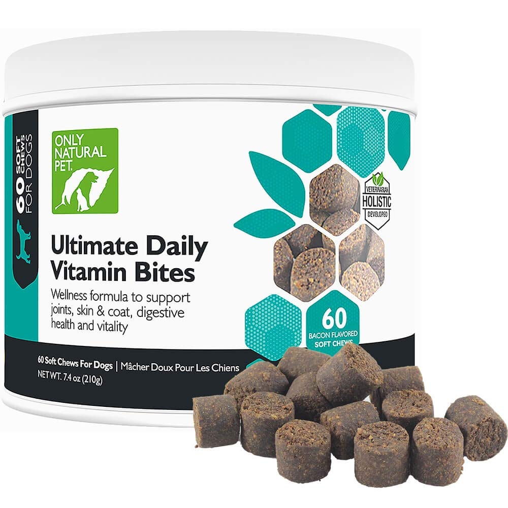 Μόνο Natural Pet Ultimate Daily Vitamins - Ολοκληρωμένο συμπλήρωμα πολυβιταμίνης για σκύλους Ισορροπημένη υγεία & ζωτικότητα - Senior Small & Large Canine Food Immune Digestive Support -60 Μαλακά μάσημα (Pack of 1)