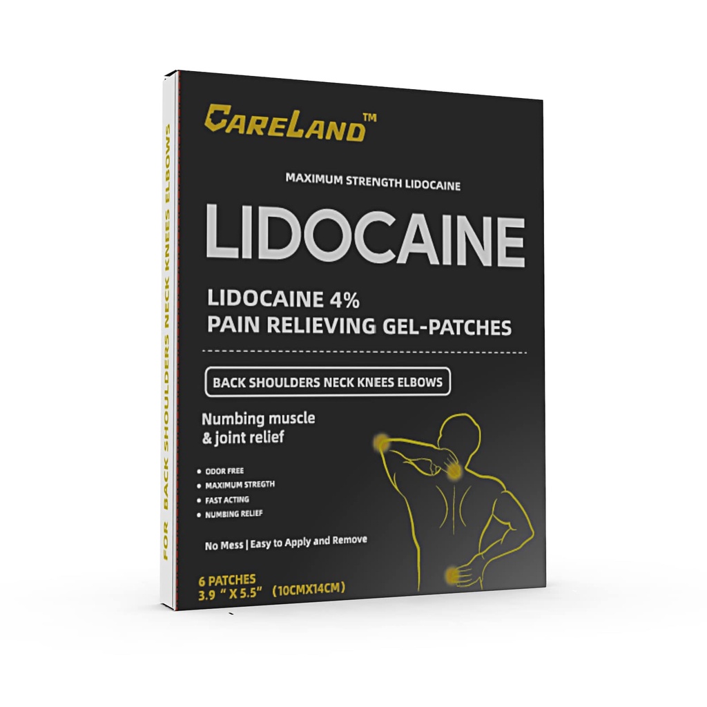 CARELAND 4% Lidocaine Gel Patch, 6 Count 