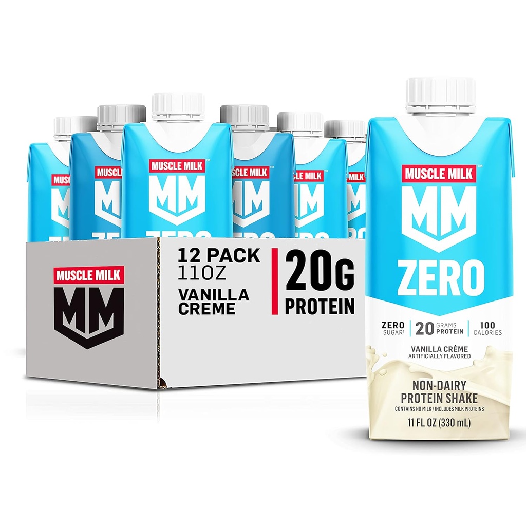 Μυϊκό γάλα Zero Protein Shake, Vanilla Crème, 11 Fl Oz χαρτοκιβώτιο, 12 συσκευασία, 20g πρωτεΐνη, Zero ζάχαρη, 100 θερμίδες, ασβέστιο, βιταμίνες A, C & D, 4g ίνες, Ενεργοποιώντας Snack, Συσκευασία Μαΐου Vary, 12 Count (Pack of 1)