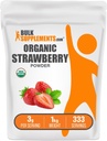BulkSupplements.com Βιολογική σκόνη φράουλας - Φρούτα σε σκόνη από οργανικές φράουλες - Χωρίς ζάχαρη & Χωρίς γλουτένη, 3g ανά σερβίρουμε, 1kg (2,2 lbs) (πακέτο από 1)