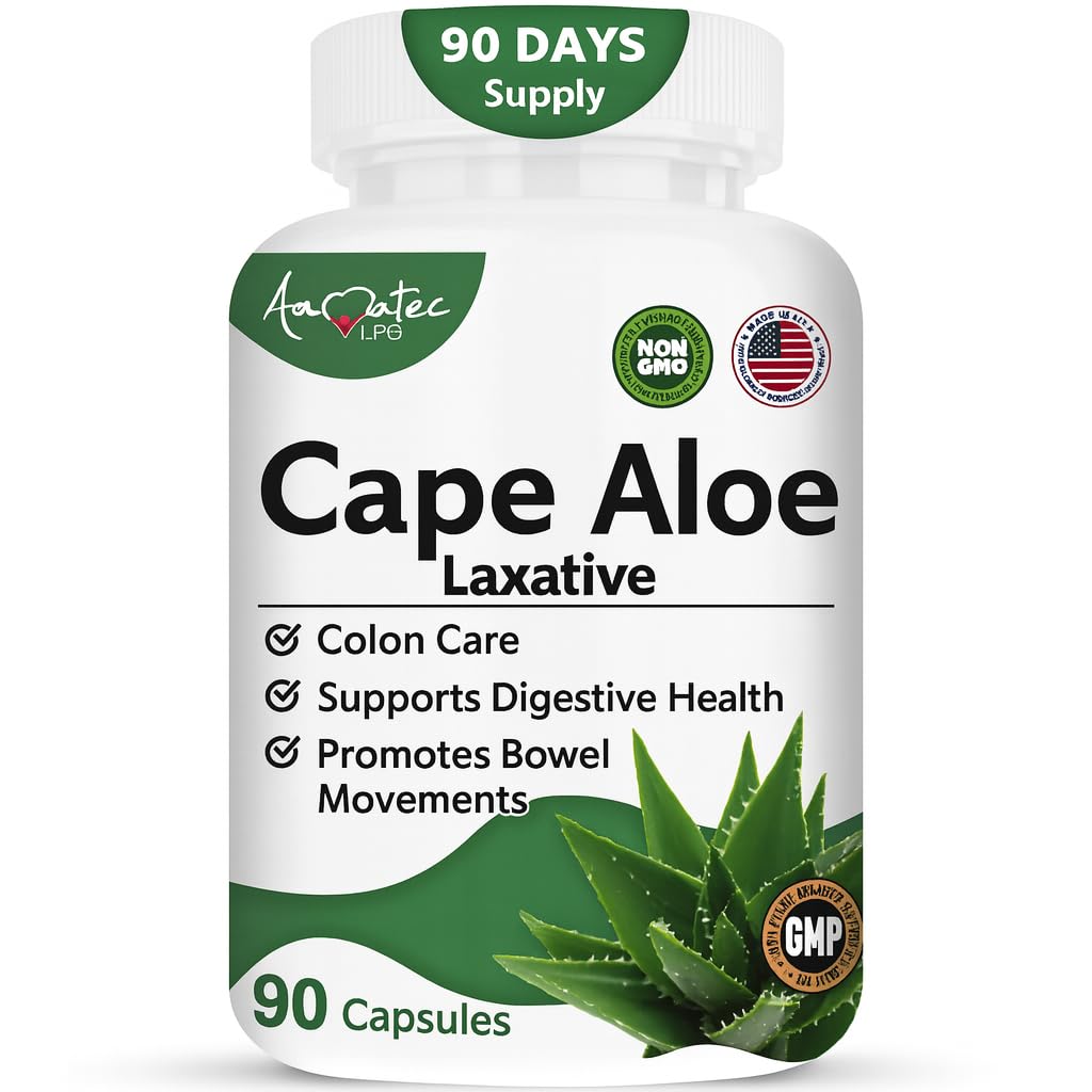 Cape Aloe Φυσικό Laxative συμπλήρωμα-ανακουφισμός δυσκοιλιότητα-ρυθμιστής Bowel - Όλα τα φυσικά Herbal Detox- συμπλήρωμα διαχείρισης βάρους- Digetion Βοήθεια Διαιτητικό συμπλήρωμα- 90 Caps- μη-GMO