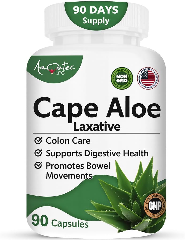 Cape Aloe Φυσικό Laxative συμπλήρωμα-ανακουφισμός δυσκοιλιότητα-ρυθμιστής Bowel - Όλα τα φυσικά Herbal Detox- συμπλήρωμα διαχείρισης βάρους- Digetion Βοήθεια Διαιτητικό συμπλήρωμα- 90 Caps- μη-GMO