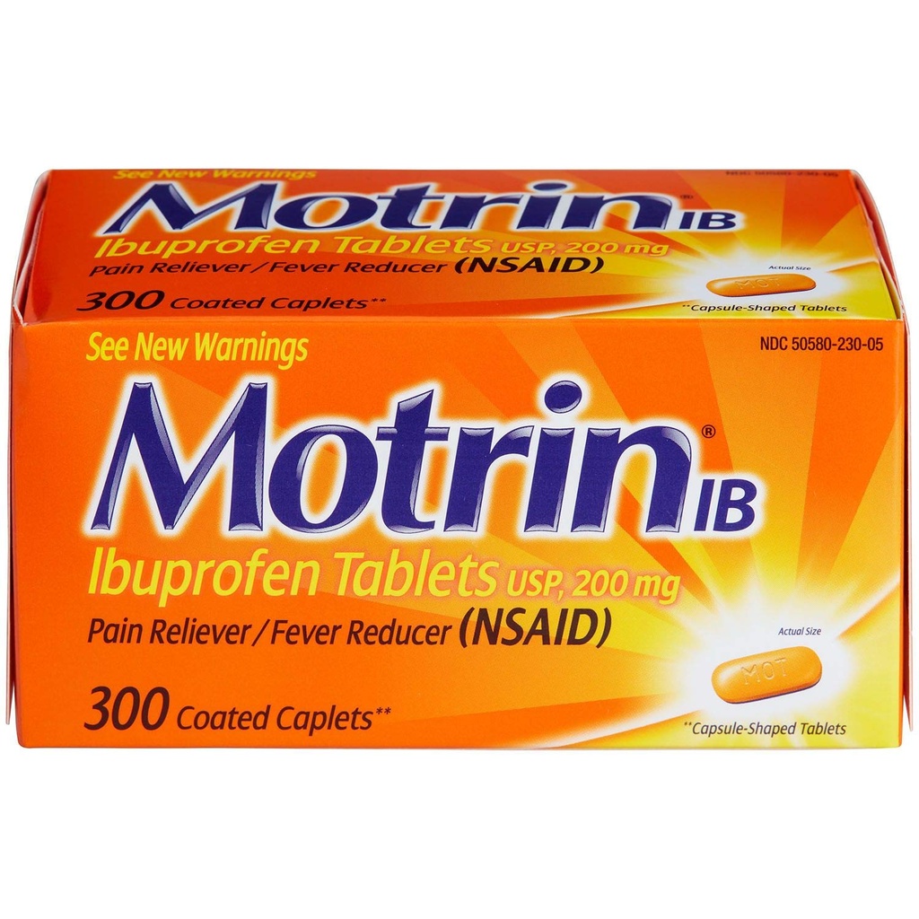 Motrin Ib Ibuprofen Tabletισκία Πόνος Πυρετός Αναπνευστήρας: 300 Επικαλυμμένα Καπέλα