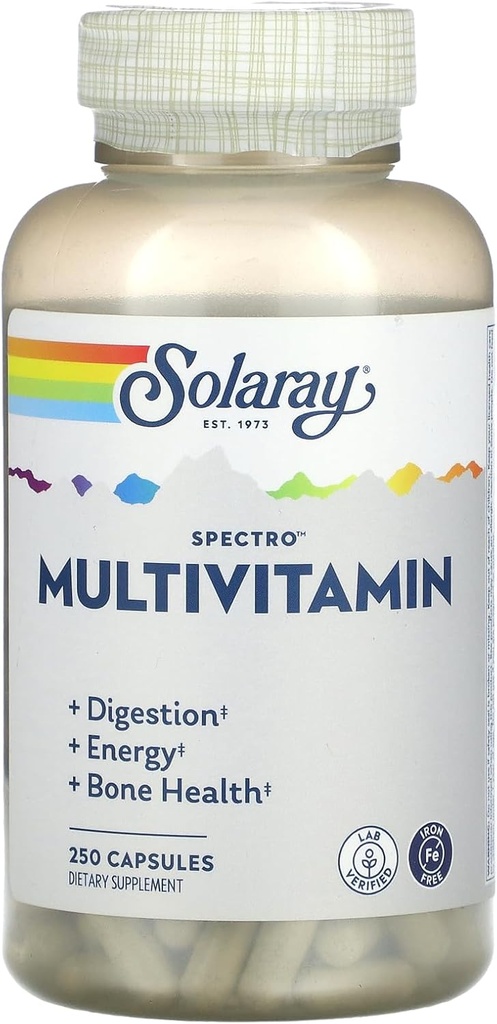 Solaray Spectro πολυβιταμίνη, σίδηρος χωρίς, 250 κάψουλες