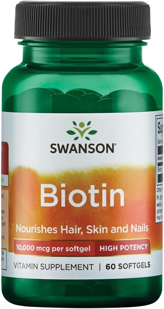 Swanson Super Strength Biotin Vitamin 10000 mcg 60 Sgels
