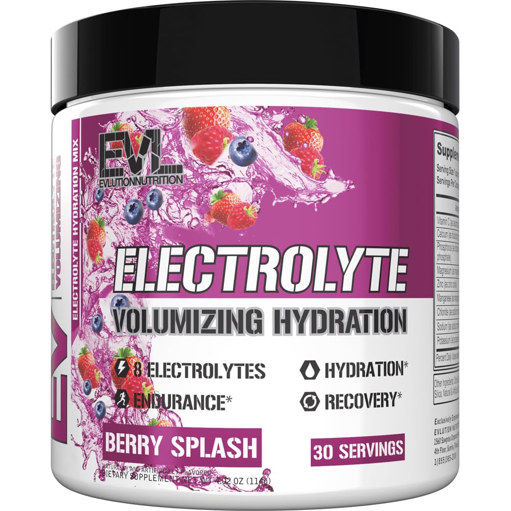 Evlution Ultimate Electrolytes Powder Hydration Drink - Quick Replenishing Hydration Powder Drink Mix with 8 Key Electrolytes and Antioxidants - Χωρίς γλουτένη Vegan Keto Friendly Blend (Berry Splash)