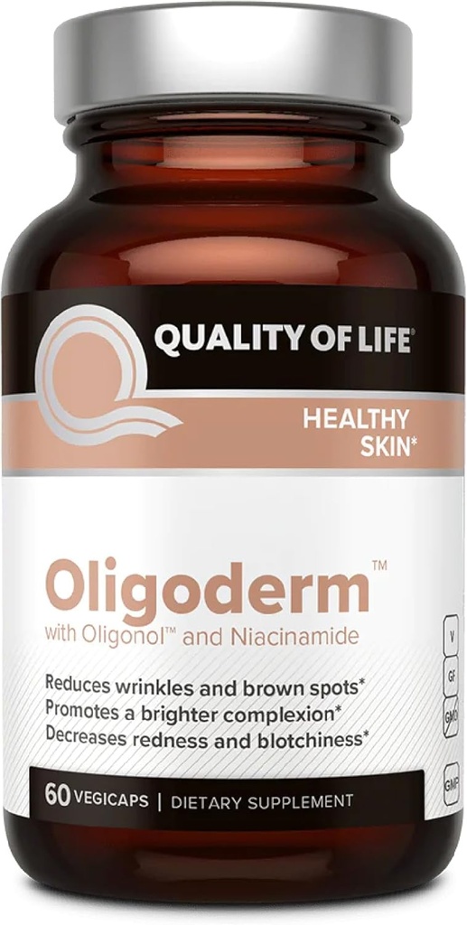 Ποιότητα ζωής Oligoderm, Premium συμπλήρωμα υποστήριξης του δέρματος που διαθέτει ολιγονόλη και Νιακιναμίδη - 60 κάψουλες