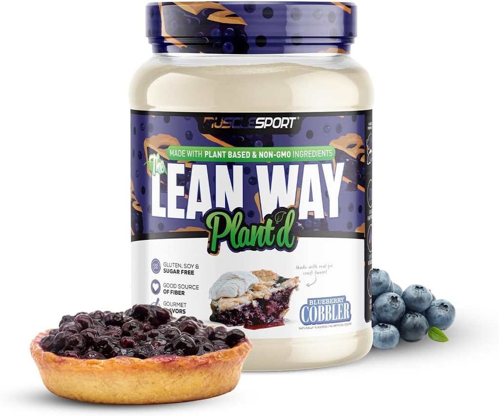 Πρωτεΐνη φυτού Lean Way Μύα Σπορ - Πρωτεΐνη Ρύζι και Καφέ Πρωτεΐνη Ρύζι, με Προστιθέμενη CLA, MCT και L-Καρνιτίνη - 20 Σερβιέτες (Blueberry Cobbler)