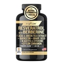 Resveratrol συμπλήρωμα με Berberine Πράσινο εκχύλισμα τσαγιού, Ceylon Κανέλα, Σπόροι σταφυλιού & Quercetin1000mg Quercetin, N Acetyl κυστεΐνη, Acai 