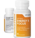 Awakening Natural Energy & Focus Supplement with Panax Ginseng, Guarana Extract & Chromium Picolinate | Brain Supplement for Focus, Energy, Mood & Clarity | Gluten Free Veggie, USA - 60 Caps