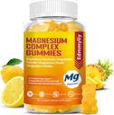 Triple Magnesium Complex Gummies Supplement for Women & Men Sugar Free Υψηλή Απορρόφηση Γλυκινικό μαγνήσιο, Taurate, Malate, Citrate Complex Supplement with Vitamin B6, B12 & D3 for Adult...