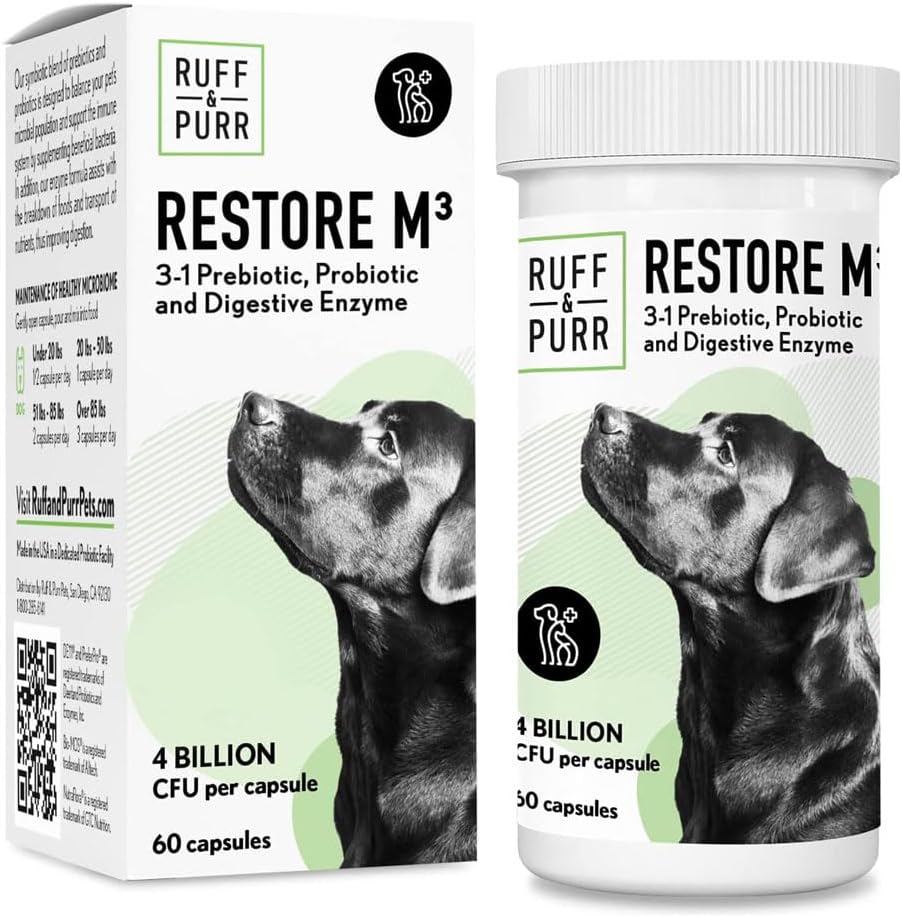 Προβιοτικά Ruff & Purr για σκύλους – 3-σε-1 Προβιοτικά, Πρεβιοτικά και Digestive Ένζυμα για την υγεία των ούλων, την ανοσοποιητική υποστήριξη, το υγιές δέρμα και το παλτό – Κλινική Σπουδές DE111 & PreforPro