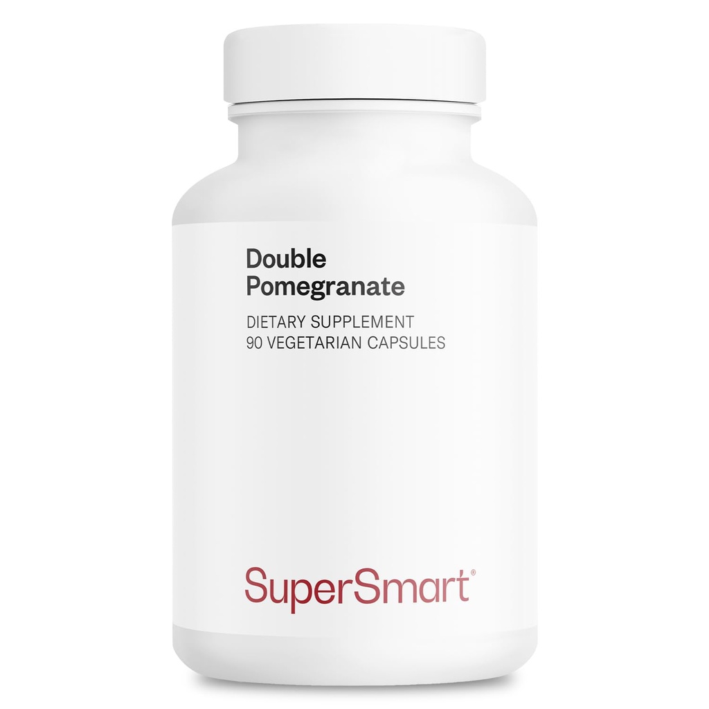 Supersmart - Double Pomegranate (High Strength) - 90% Ellagic Acid & 40% Punicalagins - Pomegranate Extract Supplement - Advanced Antioxidant | Non-GMO & Gluten Free - 90 Vegetarian Capsules