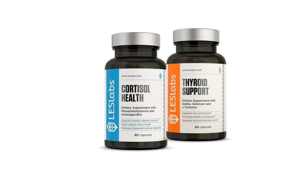 LES Labs Cortisol και Μεταβολική Υγεία Υποστήριξη Duo – Συμπλήρωμα για Cortisol Ισορροπία και Θυρεοειδή Υποστήριξη – 60 + 60 Κάψουλες