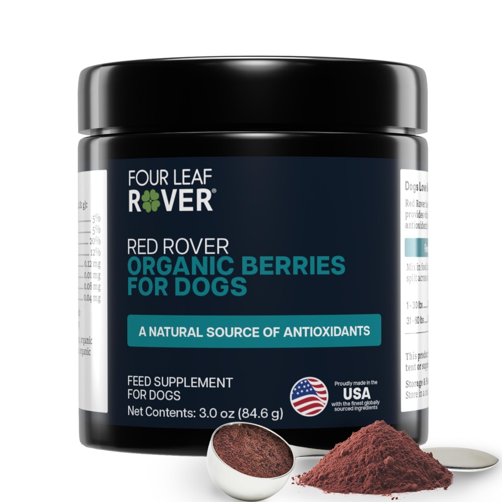 Four Leaf Rover Red Rover - ούρα σκύλου συμπλήρωμα - με βιταμίνες από οργανικά μούρα και μήλο - καλή πηγή πολυφαινόλες και αντιοξειδωτικά - 30 μεγάλες υπηρεσίες σκύλου