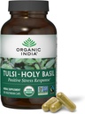 ORGANIC INDIA Tulsi Holy Basil Κάψουλες - Holy Basil Extract, συμπλήρωμα βοτάνων, ανοσοποιητική υποστήριξη, ανακούφιση στρες, Vegan, χωρίς γλουτένη, Kosher, οργανικά, μη ΓΤΟ - 180 κάψουλες