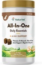 NaturVet All-in-One Dog Supplement - για κοινή υποστήριξη, πέψη, δέρμα, περιποίηση γάζας – Πολυβιταμίνες σκύλου με Ορυκτά, Ωμέγα-3, 6, 9 – Βιταμίνες χωρίς σιτάρι για σκύλους – 120 Μαλακές Μασούσες