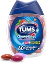 TUMS Chewy Bites Αντιόξινα δισκία για Μασώμενα Heartburn Relief and Acid Indigetion Relief, Ποικιλία μούρων - 60 Count