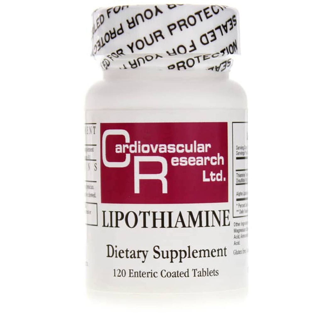 Cardiovascular Research Lipothiamine B Supplement 120 Tablets - Vitamin B1 Now with Alpha Lipoic Acid - 1 X 120 Count