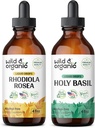 Άγρια & οργανική Rhodiola Rosea Βάμμα 4 fl oz & Ιερός Βασίλειος Βάμμα 4 fl oz