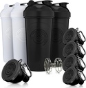 GOMOYO Fitness Bundle - 4-πακέτο μπουκάλια shaker με Agitor + 5-πακέτο χωνιά πρωτεΐνης με Carabiner, BPA-Free & Πλυντήριο πιάτων ασφαλή