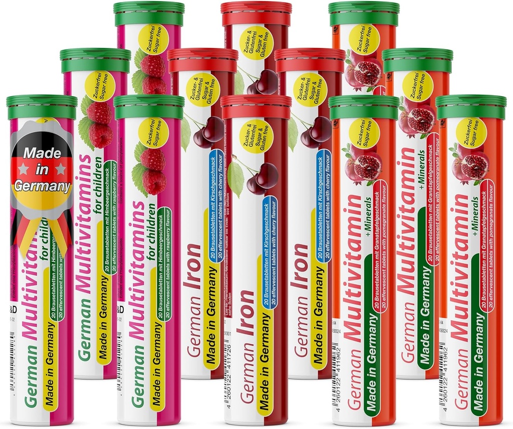 Γερμανικό Pink Power Πακέτο 240 Μερίδες - Vegan, Zero Sugar - Ποτό Αναβράζοντα Δισκία - Σιδήρου και Πολυβιταμίνης - T&D Pharma - Κατασκευάζεται στη Γερμανία