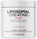 Codeage Liposomal Creatine Powder Supplement, Pure Creatine Monohydrate 5000mg, Pre Workout & Post Workouts - Unflavored Creatine, Micronized Creatine Powder - Creatinine for Sports - 30 Servings