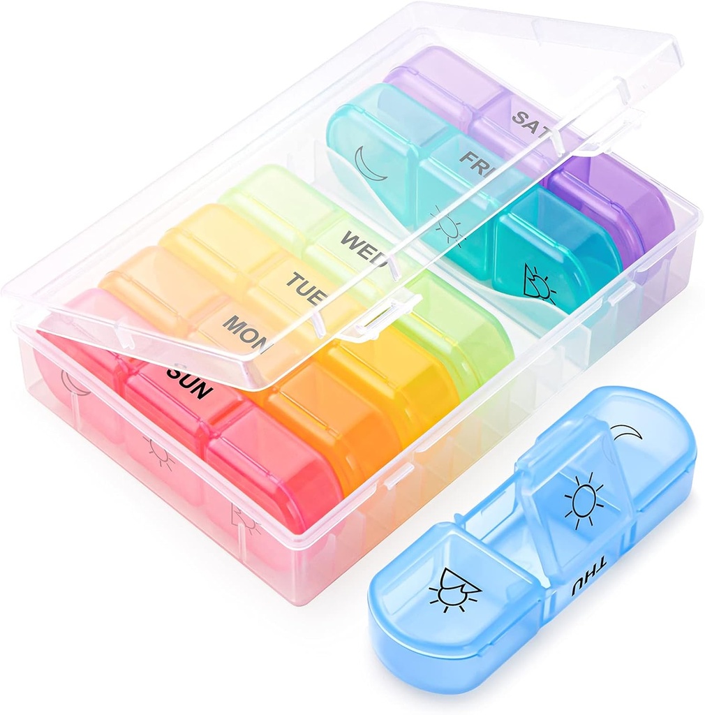 Weekly Pill Organizer 3 φορές την ημέρα, Μεγάλο OAAO Daily Pill Box περίπτωση 7 ημέρα πρωί βράδυ, Travel Medicine Organizer για βιταμίνη / Fish Oil / χάπια / συμπληρώματα