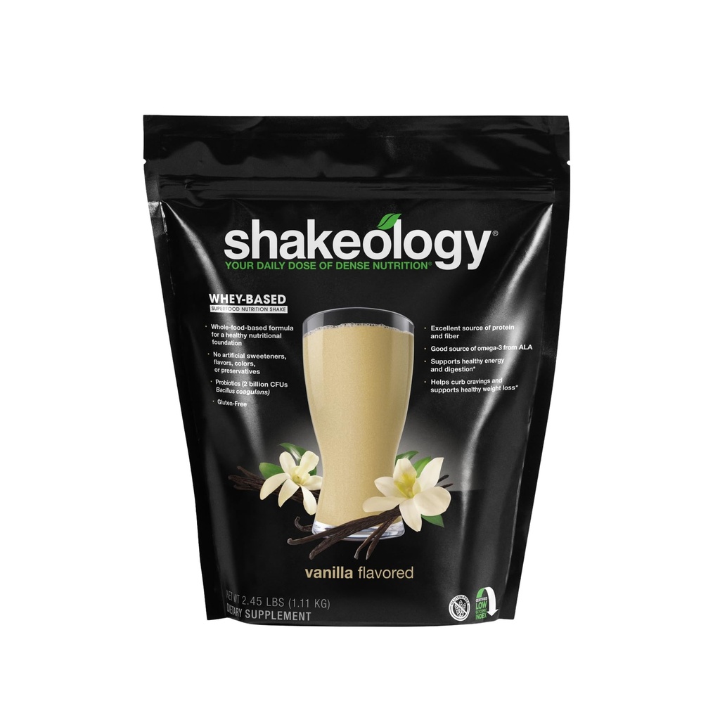 Shakeology Whey Protein Powder Blend - Χωρίς γλουτένη, Superfood Protein Shake with Vitamins and Minerals - Βοηθά στην υποστήριξη της υγιούς απώλειας βάρους, Lean Muscle Support, Gut Health - Βανίλια, 30 Υπηρεσίες