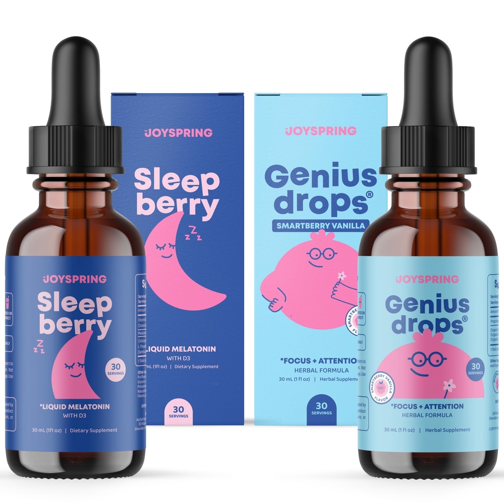 ΧαράΆνοιξη SleepBerry Υγρή μελατονίνη και Genius Drops Smartberry Vanilla for Kids