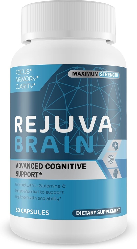 Rejuva Brain- Advanced Cognitive Support- Enriched w/L-Glutamine & Bacopa Monnieri to Support Cognitive Health and Ability