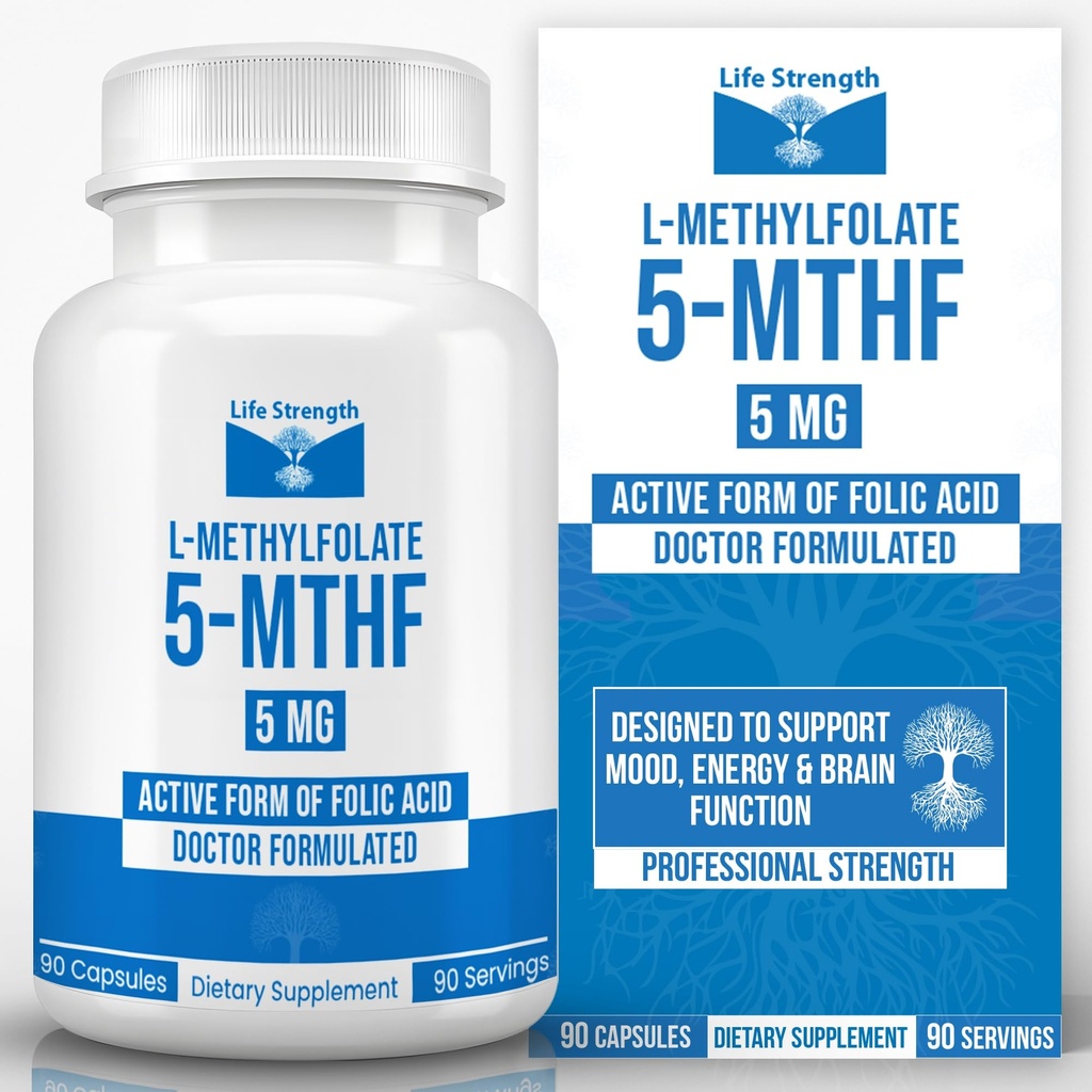 L-Methylfolate 5 MG, Βελτιστοποιημένο & Εξαιρετικά Βιοενεργό Φολικό Μεθύλιο, 5-MTHF συμπλήρωμα για Mood και ανοσοποιητική υποστήριξη, φυσικό συμπλήρωμα διατροφής για την ενέργεια, μη-GMO & Gluten-free, 90 κάψουλες