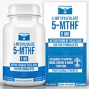 L-Methylfolate 5 MG, Βελτιστοποιημένο & Εξαιρετικά Βιοενεργό Φολικό Μεθύλιο, 5-MTHF συμπλήρωμα για Mood και ανοσοποιητική υποστήριξη, φυσικό συμπλήρωμα διατροφής για την ενέργεια, μη-GMO & Gluten-free, 90 κάψουλες