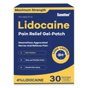 Sumifun 4% Lidocaine Pain Relief Patches 30 Count Maximum Strength Numbing Gel Patch for Back Knee Neck Joint Ache Muscle Soreness Topical Analgesic