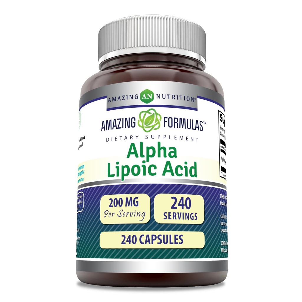 Amazing Formulas Alpha Lipoic Acid | 200 Mg Supplement | Capsules | Non-GMO | Gluten-Free | Made in USA (1 Pack, 240 Count)