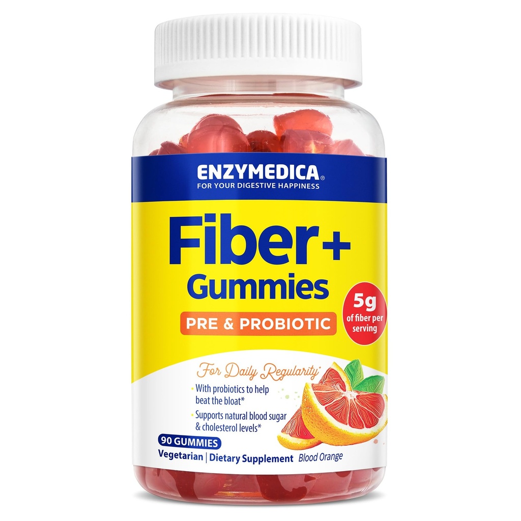 Ενζυμική Ίνα+ Gummies με πρεβιοτικά & προβιοτικά για την καθημερινή κανονικότητα, χορτοφάγους, 5g Ίνες, Φυσικές Ίνες συμπλήρωμα, για άνδρες & γυναίκες, γεύση πορτοκαλιού αίματος, 90 ct
