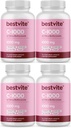 BESTVITE Βιταμίνη C 1000mg (480 κάψουλες χορτοφάγων) (120 x 4) με Citrus Bioflavinoids - Όχι Stearates - Vegan - Non GMO - Χωρίς γλουτένη