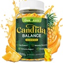 Candida Support Oregano Oil Gummies, Candida Cleanse Detox Supplement for Women & Men, Support Gut Health & Immune Support, Natural Pineapple Flavor, 60 Count
