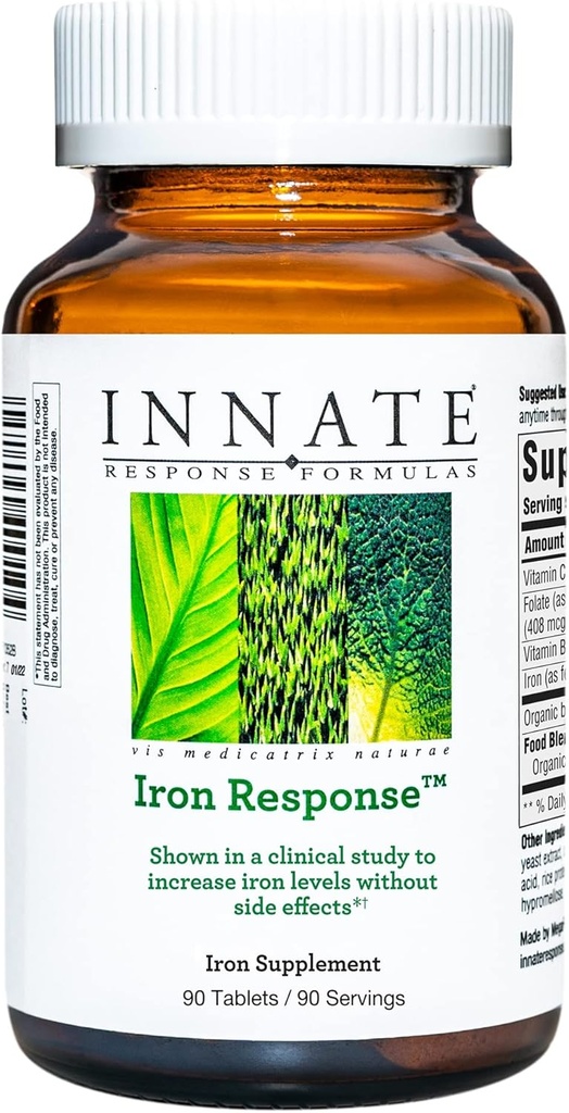 INNATE Response Formulas Iron Response - Daily Iron Supplement - Κλινικά Δείχνει να αυξάνει τα επίπεδα σιδήρου - Vegan, Non-GMO, και Kosher - Made Without 9 Food αλλεργιογόνα - 90 δισκία (90 μερίδες)