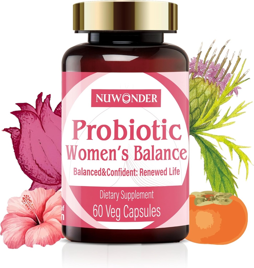 Prebiotics and Probiotics for Women – Vaginal Probiotics Blend, Natural Prebiotics, Herbal Support, Promote Feminine Health & Intimate Balance, Eliminate Vaginal Odors & pH Balance, 60 Capsules.