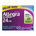 Allegra Ενηλίκων 24ωρης Αλλεργίας Gelcaps, Μη Νυσταγμένη Εσωτερική και Εξωτερική Αλλεργία Ιατρική, 180 mg Fexofenadine HCI Αντιισταμινικό χάπι, 60 mg