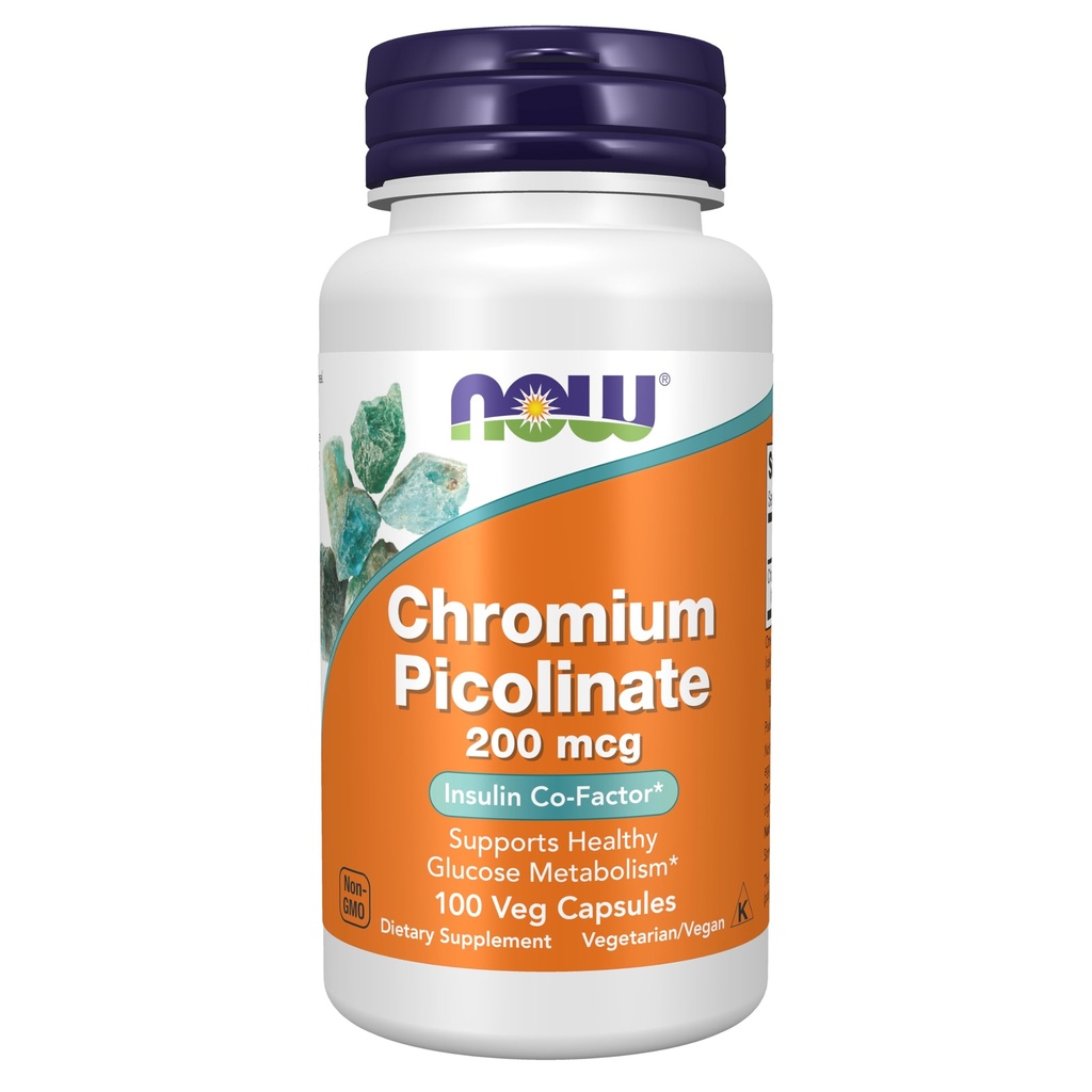 NOW Συμπληρώματα, Chromium Picolinate 200 mcg, Insulin Co- Factor *, 100 Veg Κάψουλες